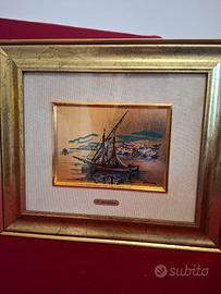 quadro vintage P.Manna su foglia d'oro 