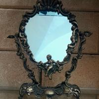 specchio in bronzo massiccio dorato cesellato 