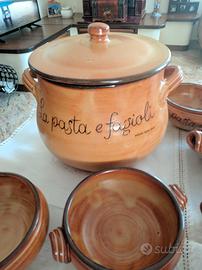 servizio piatti terracotta pasta e fagioli 