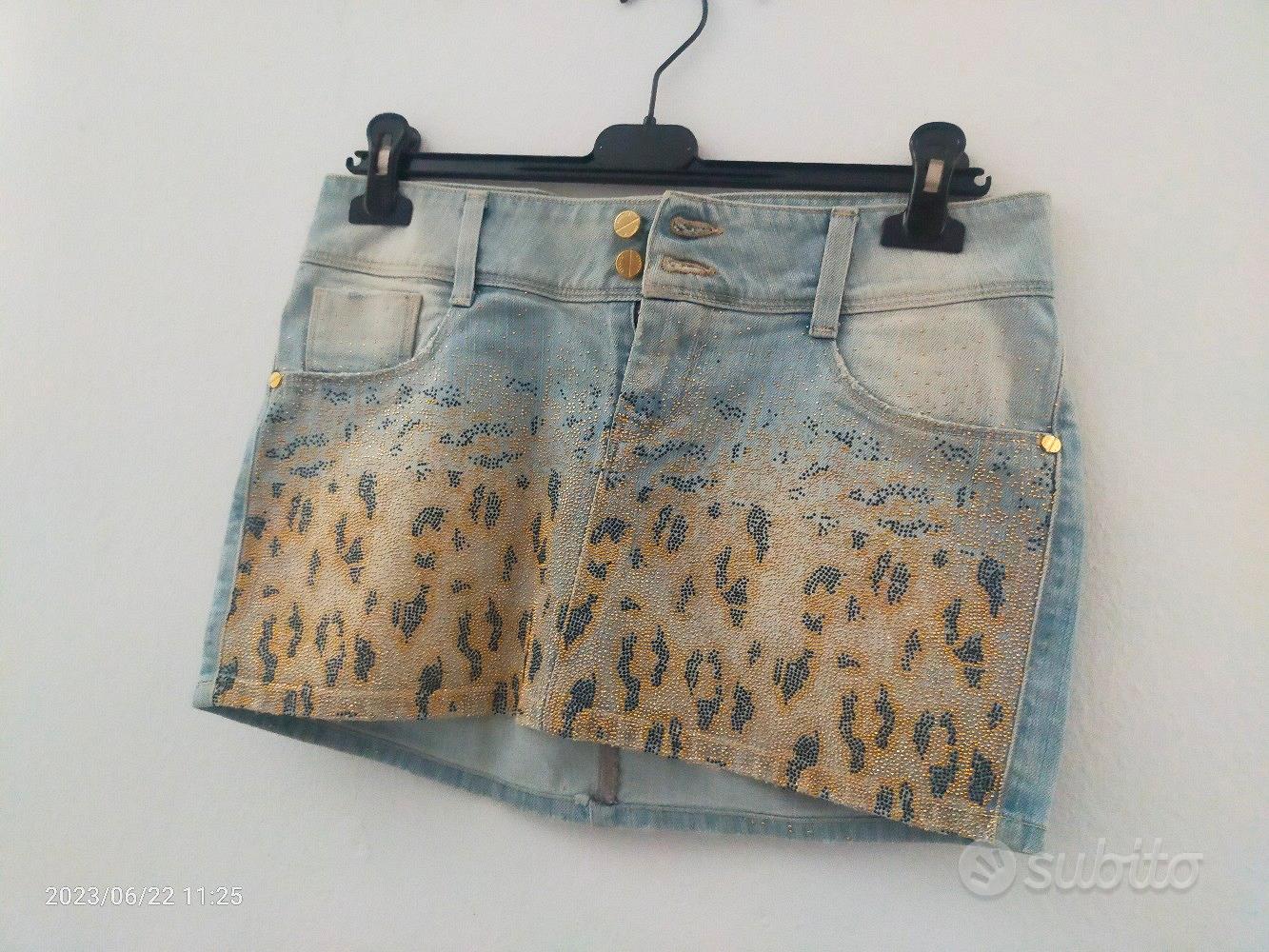 Gonna on sale jeans leopardata