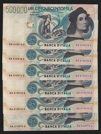 LOTTO BANCONOTE ITALIANE 500000 LIRE RAFFAELLO 