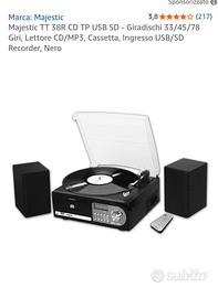 Giradischi 33/45/78 Giri, Lettore CD/MP3, Cassetta