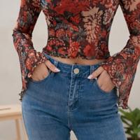 Maglia Mesh Trasparente Floreale Taglia M - Nuova 