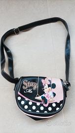 Borsa di Minnie Disney nera e rosa ovale a spalla 