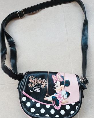 Borsa di Minnie Disney nera e rosa ovale a spalla 