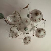 Lampadario a 6 luci decorato in vetro