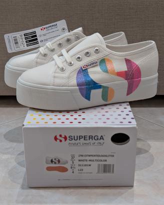 Superga 2790 Platform Nuove 37 Arcobaleno Glitter"