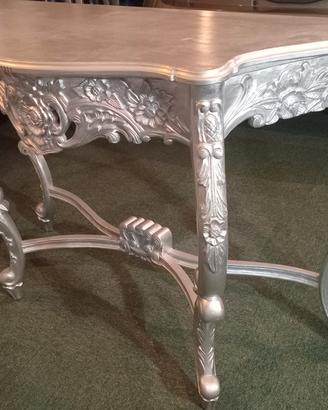 ANTICA VINTAGE CONSOLLE ARGENTATA SHABBY CHIC NOCE