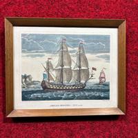 stampa litografica vecchia manifattura fregata F.