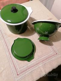 pentole/scolapasta anni 60 smaltate