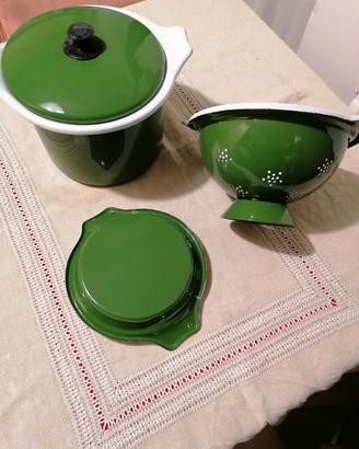 pentole/scolapasta anni 60 smaltate