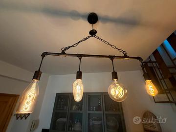 Lampadario industriale a 4 lampade
