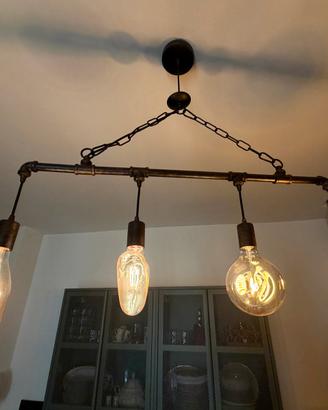 Lampadario industriale a 4 lampade