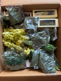 Alberi H0 + erba per plastico ferroviario