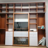 Mobile sala libreria con ante, cassetti vetrina