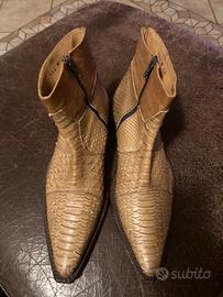Stivaletti Texano con Zip in vera pelle ( pitone