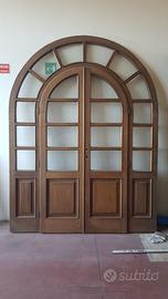 2 porte a vetri centinate in legno massello