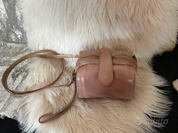 Mini borsa bauletto vera pelle cipria made Italy