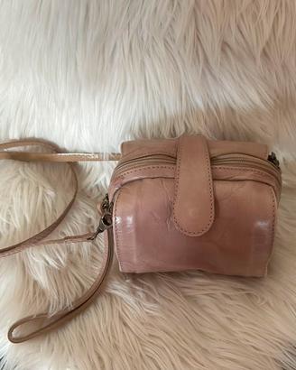 Mini borsa bauletto vera pelle cipria made Italy
