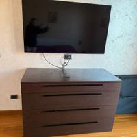 Cassettiera in legno 4 cassetti color wengé