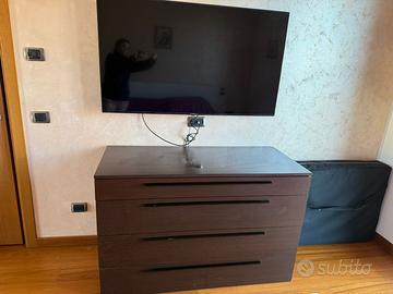 Cassettiera in legno 4 cassetti color wengé