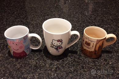 3 Tazze Mug, Hello Kitty, Peppa Pig e Citta' Praga