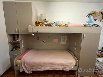 Cameretta a ponte con letto a castello + armadio