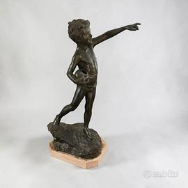 Statua bronzo bambino pescatore