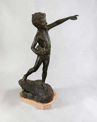 Statua bronzo bambino pescatore