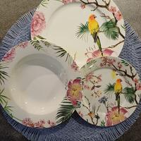 Servizio piatti in porcellana con decoro smaltato