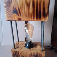 Portalampada industriale legno+ferro cod.02