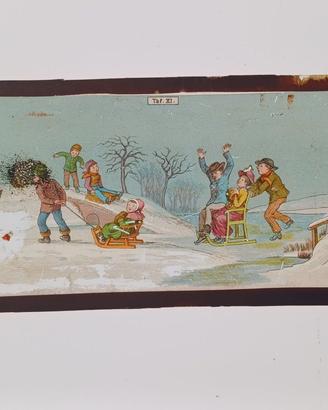 1880 ca, DIAPOSITIVA su VETRO per LANTERNA MAGICA