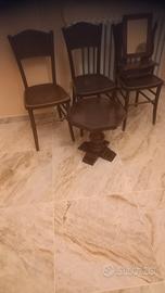 set di seggiole in legno+ specchieta+ tavolino da 