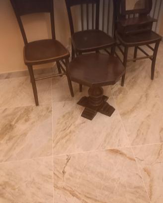 set di seggiole in legno+ specchieta+ tavolino da 