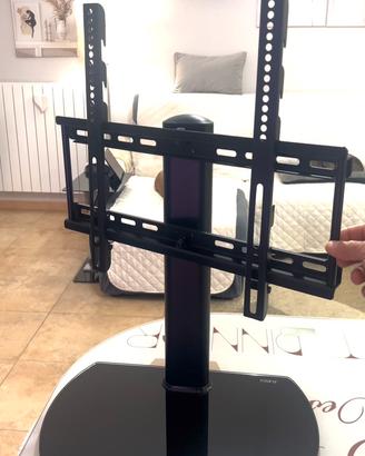 Supporto TV girevole metallo base vetro temperato