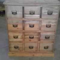 Cassettiera in legno vecchio recuperato 6 cassetti