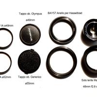 Vintage Mamiya, Olympus, tappi, anelli adattatori