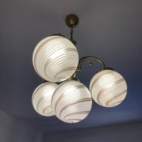Lampadario in ottone con 4 sfere