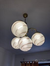 Lampadario in ottone con 4 sfere