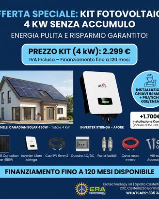 Kit Fotovoltaico 4 kW Pannelli + Inverter — €2.299