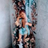 campana di vetro 80x35con bambinello in cera