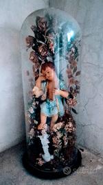 campana di vetro 80x35con bambinello in cera