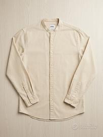 ZARA Camicia Uomo Beige Lino  Cotone Relaxed Fit S
