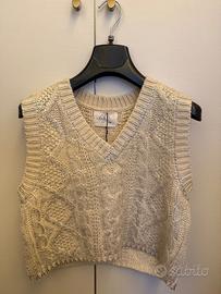 Gilet bambina Zara in maglia beige perlato – 8/9 a