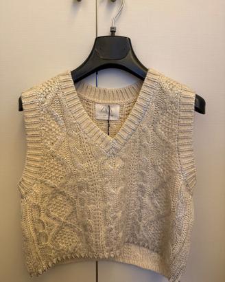 Gilet bambina Zara in maglia beige perlato – 8/9 a