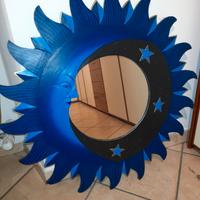 Specchio sole luna in legno
