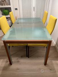 Tavolo ciliegio e vetro temperato Bontempi