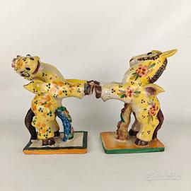 Ceramica Vietri coppia sculture Avallone
