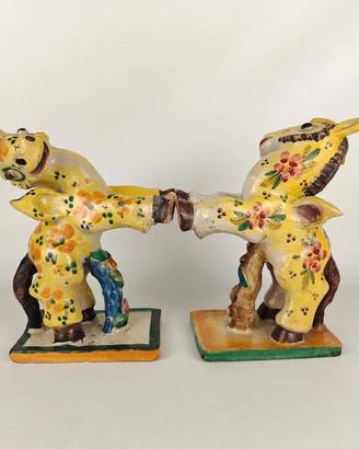 Ceramica Vietri coppia sculture Avallone
