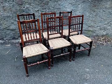Set di 6 sedie antiche in quercia del '700